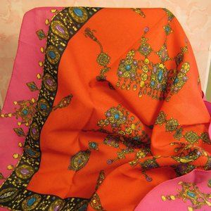Vintage Polyester Jewel Themed Scarf